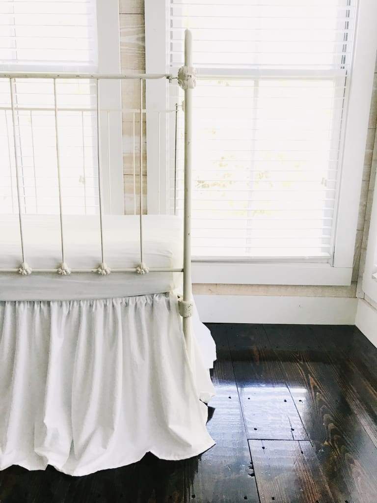 White Farmhouse Crib Skirt handmade heirloom nursery - High Cotton Textile