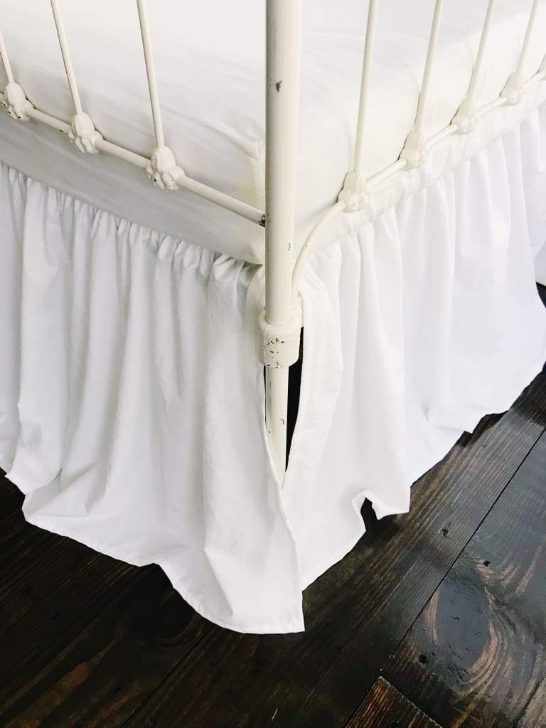 White Farmhouse Crib Skirt handmade heirloom nursery - High Cotton Textile