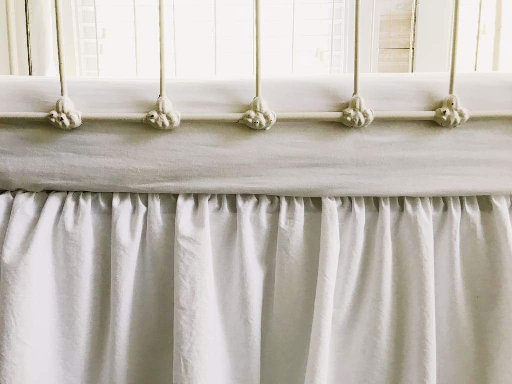 White Farmhouse Crib Skirt handmade heirloom nursery - High Cotton Textile