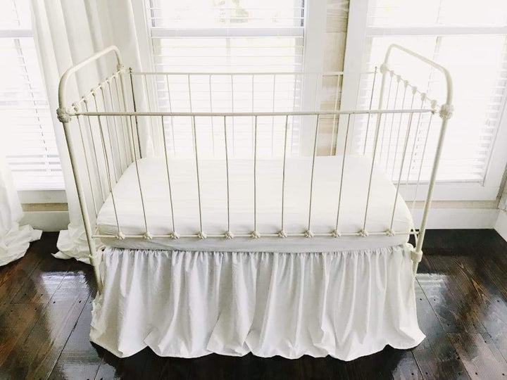 White Farmhouse Crib Skirt handmade heirloom nursery - High Cotton Textile