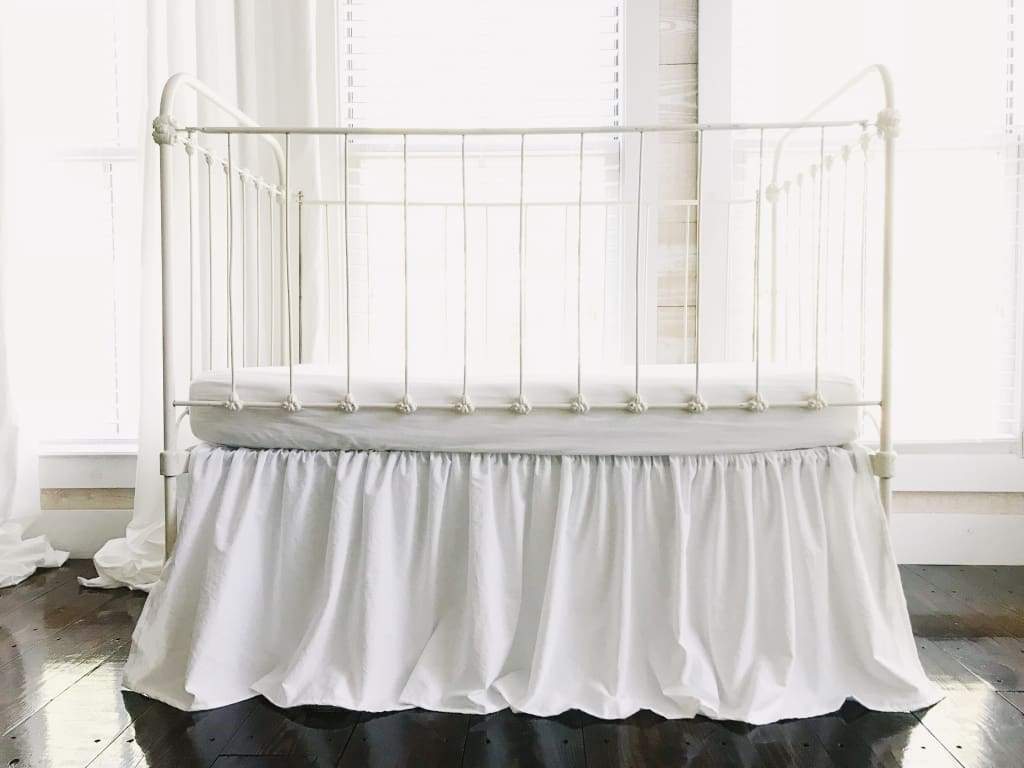 White Farmhouse Crib Skirt handmade heirloom nursery - High Cotton Textile