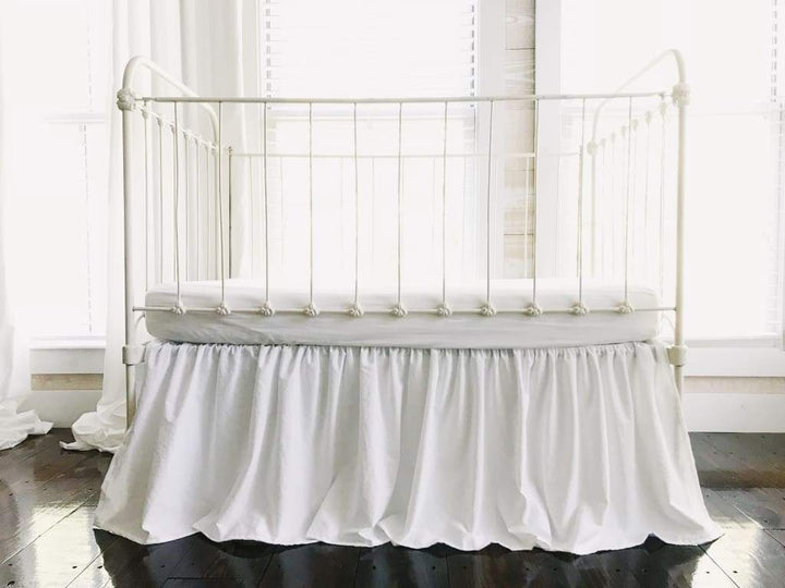 White Farmhouse Crib Skirt handmade heirloom nursery - High Cotton Textile