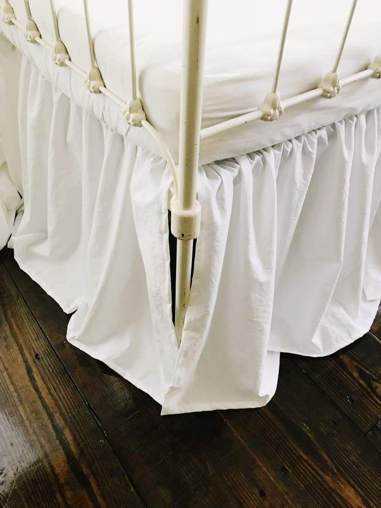 White Farmhouse Crib Skirt handmade heirloom nursery - High Cotton Textile