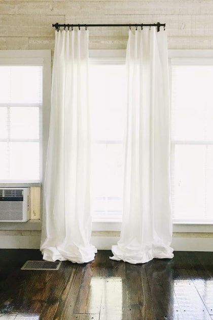 White farmhouse nursery curtains in washed cotton