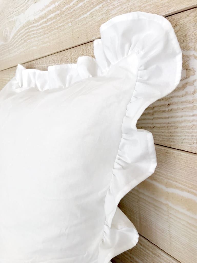 White Farmhouse Ruffled Euro Sham handmade heirloom nursery - High Cotton Textile
