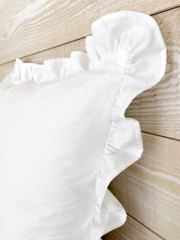 White Farmhouse Ruffled Euro Sham handmade heirloom nursery - High Cotton Textile