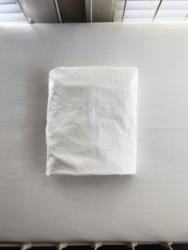 White Fitted Crib Sheet handmade heirloom nursery - High Cotton Textile