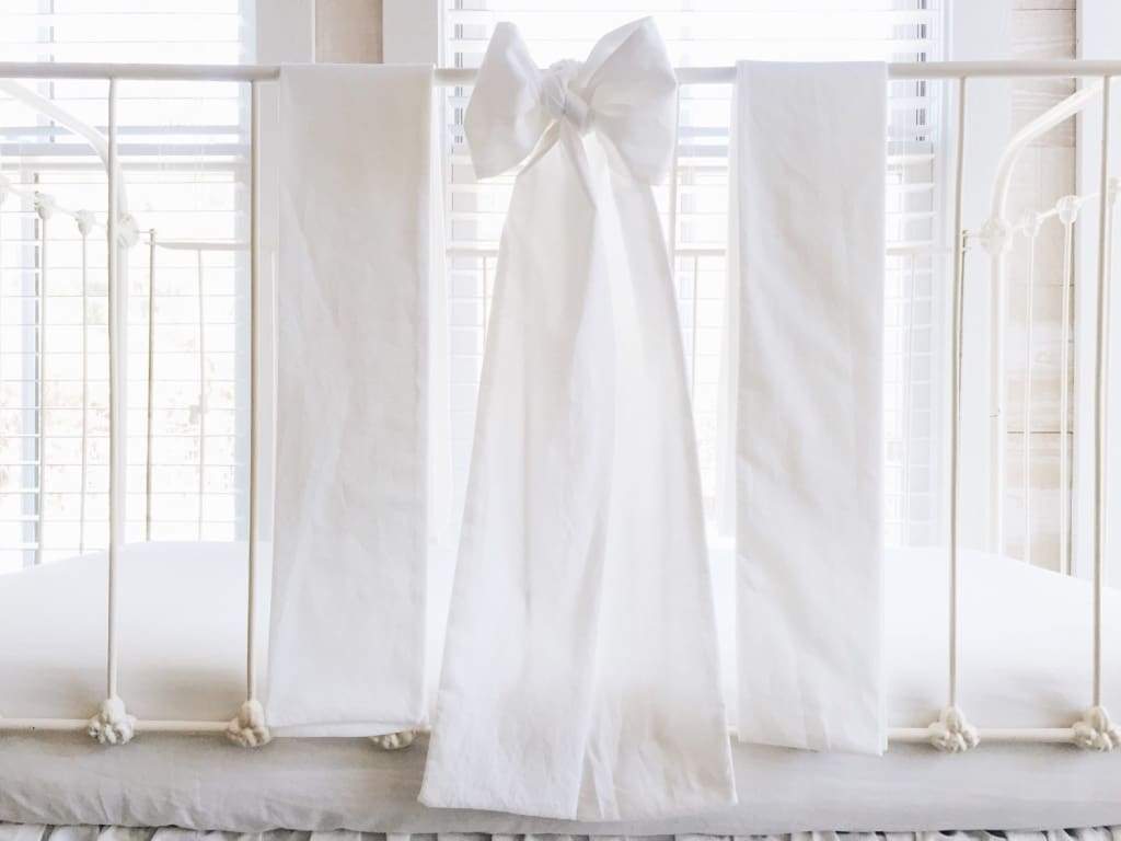 White Large Crib Bow handmade heirloom nursery - High Cotton Textile