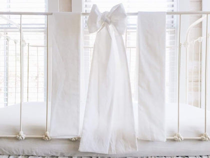 Large white washed cotton crib bow sash