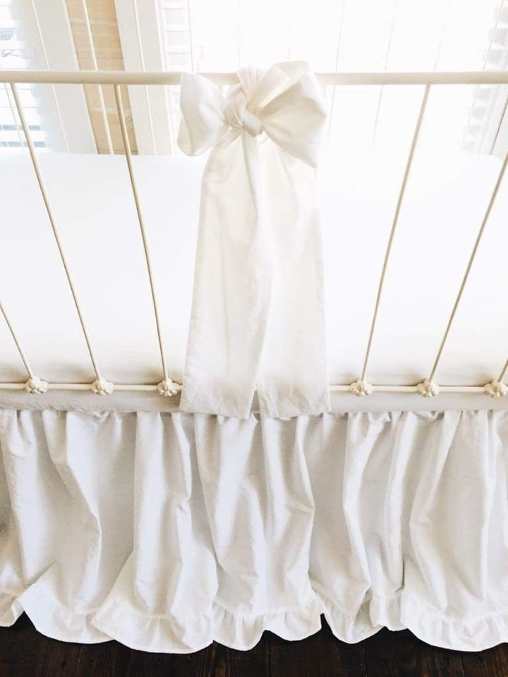 White Large Crib Bow handmade heirloom nursery - High Cotton Textile