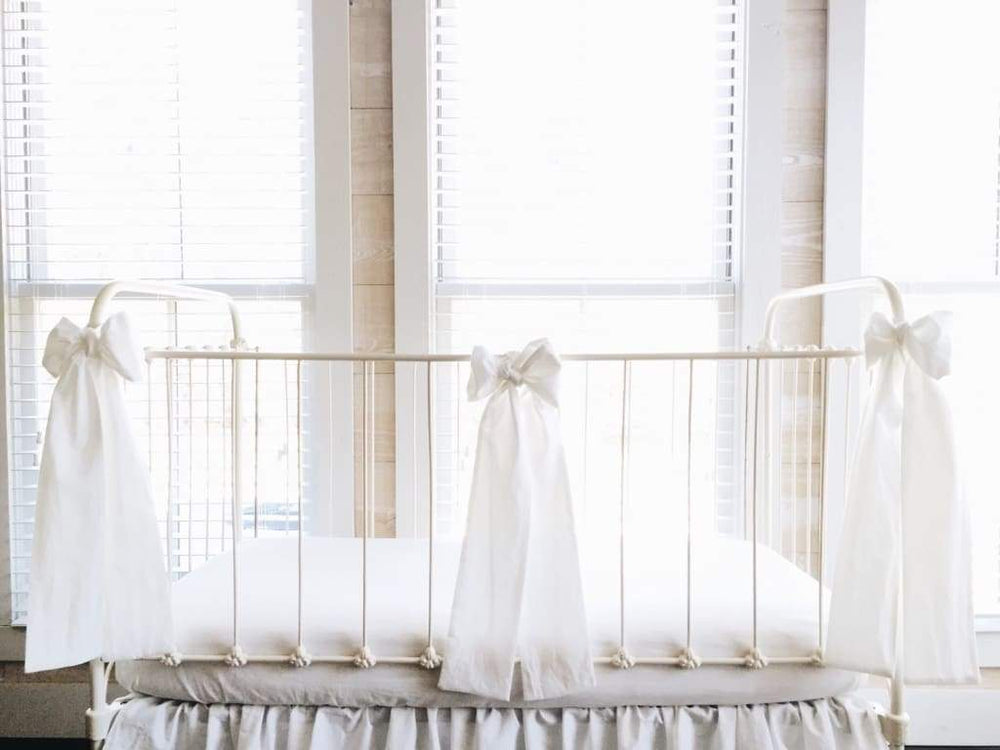 White Large Crib Bow handmade heirloom nursery - High Cotton Textile
