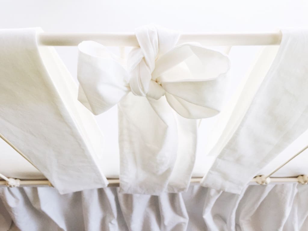 White Large Crib Bow handmade heirloom nursery - High Cotton Textile