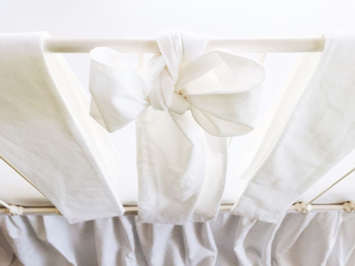 White Large Crib Bow handmade heirloom nursery - High Cotton Textile