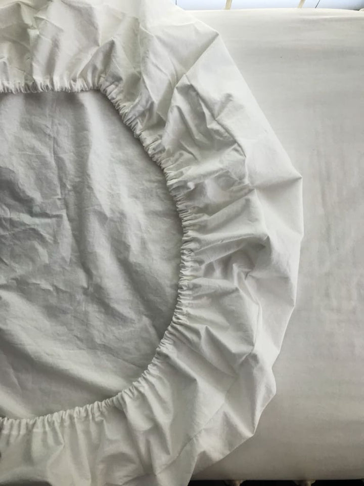 White Round Crib Sheet handmade heirloom nursery - High Cotton Textile