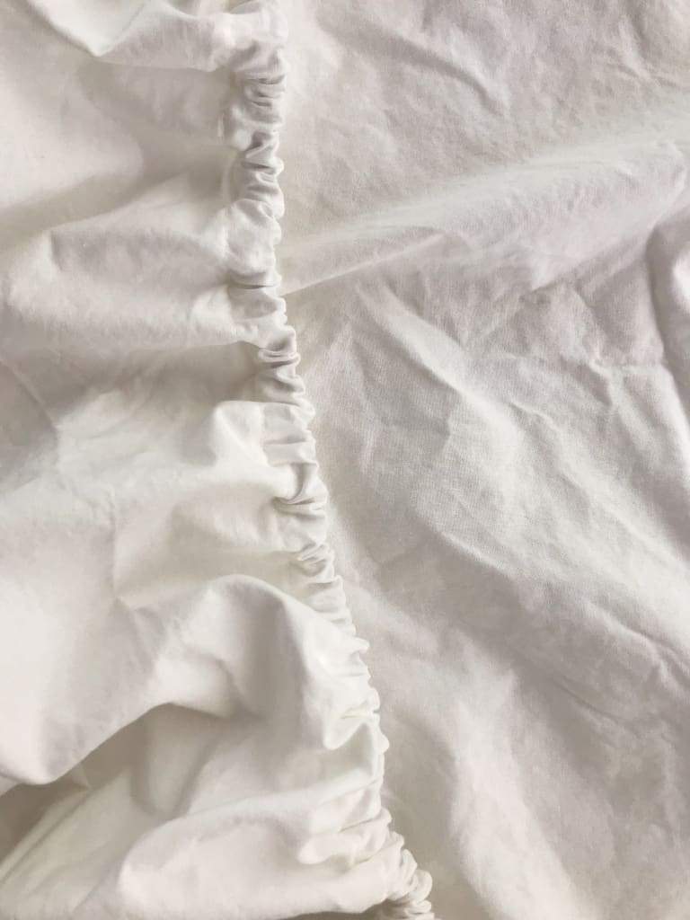 White Round Crib Sheet handmade heirloom nursery - High Cotton Textile