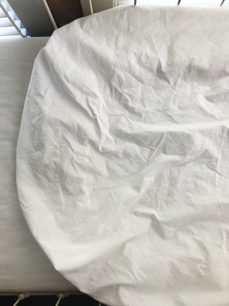 White Round Crib Sheet handmade heirloom nursery - High Cotton Textile