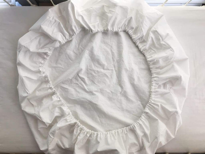 White Round Crib Sheet handmade heirloom nursery - High Cotton Textile