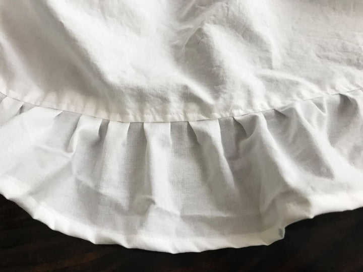 White Round Ruffled Crib Skirt handmade heirloom nursery - High Cotton Textile