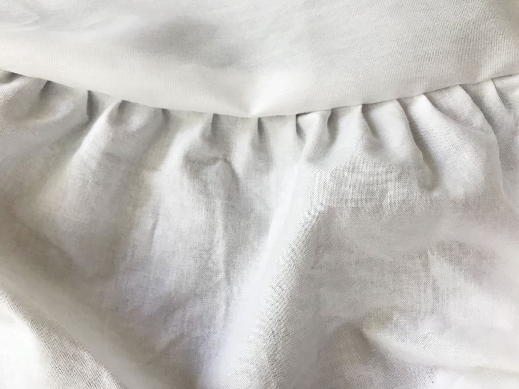 White Round Ruffled Crib Skirt handmade heirloom nursery - High Cotton Textile