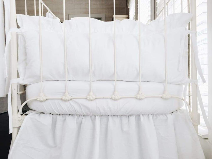 White Ruffle Crib Liners - High Cotton Textile 