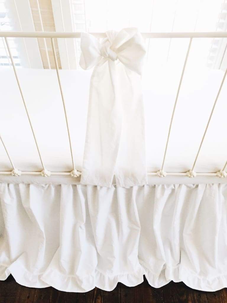 White Ruffled Crib Bedding Set handmade heirloom nursery - High Cotton Textile