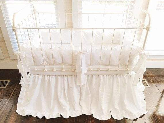 White | Ruffled Crib Bedding Set