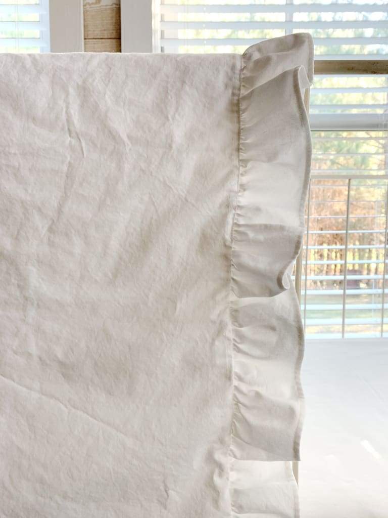 White Ruffled Crib Blanket handmade heirloom nursery - High Cotton Textile