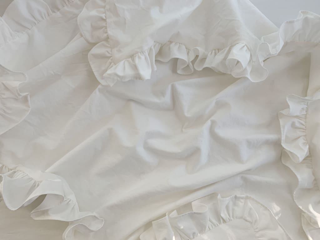 White Ruffled Crib Blanket handmade heirloom nursery - High Cotton Textile