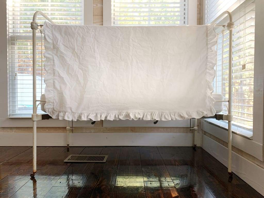 White Ruffled Crib Blanket handmade heirloom nursery - High Cotton Textile