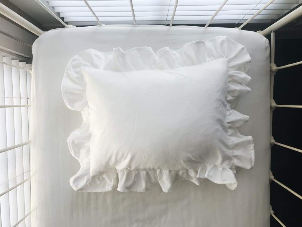 White | Ruffled Crib Pillow