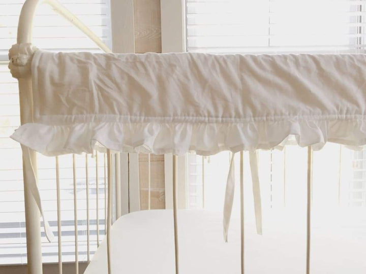 White | Ruffled Crib Rail Guard