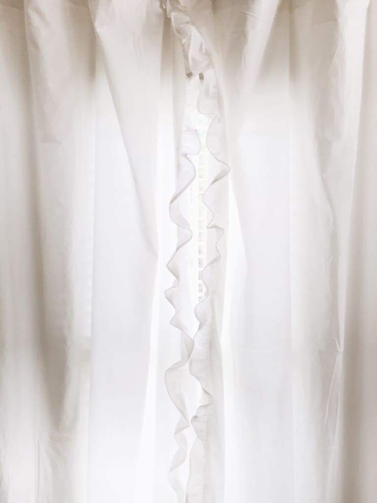 White Ruffled Curtains handmade heirloom nursery - High Cotton Textile