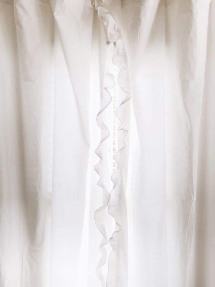 White Ruffled Curtains handmade heirloom nursery - High Cotton Textile