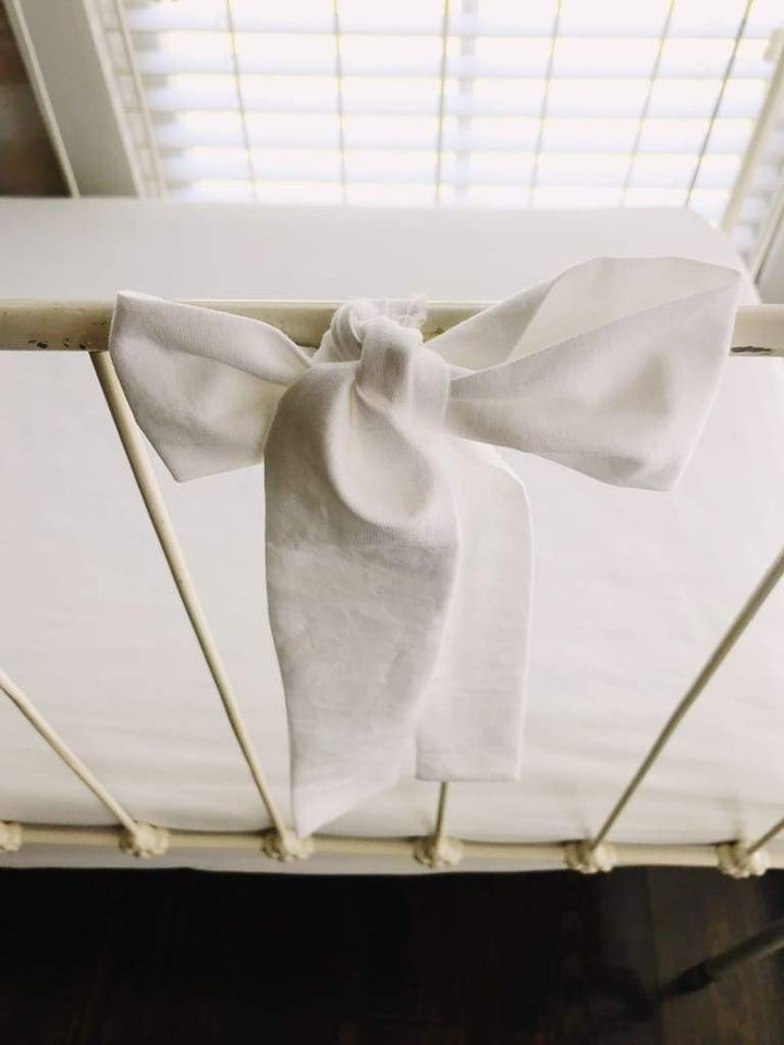 White Small Crib Bow handmade heirloom nursery - High Cotton Textile