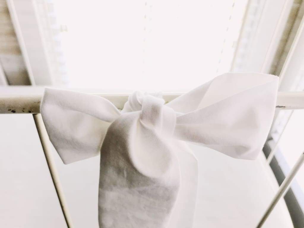 White Small Crib Bow handmade heirloom nursery - High Cotton Textile