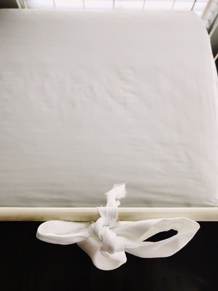 White Small Crib Bow handmade heirloom nursery - High Cotton Textile