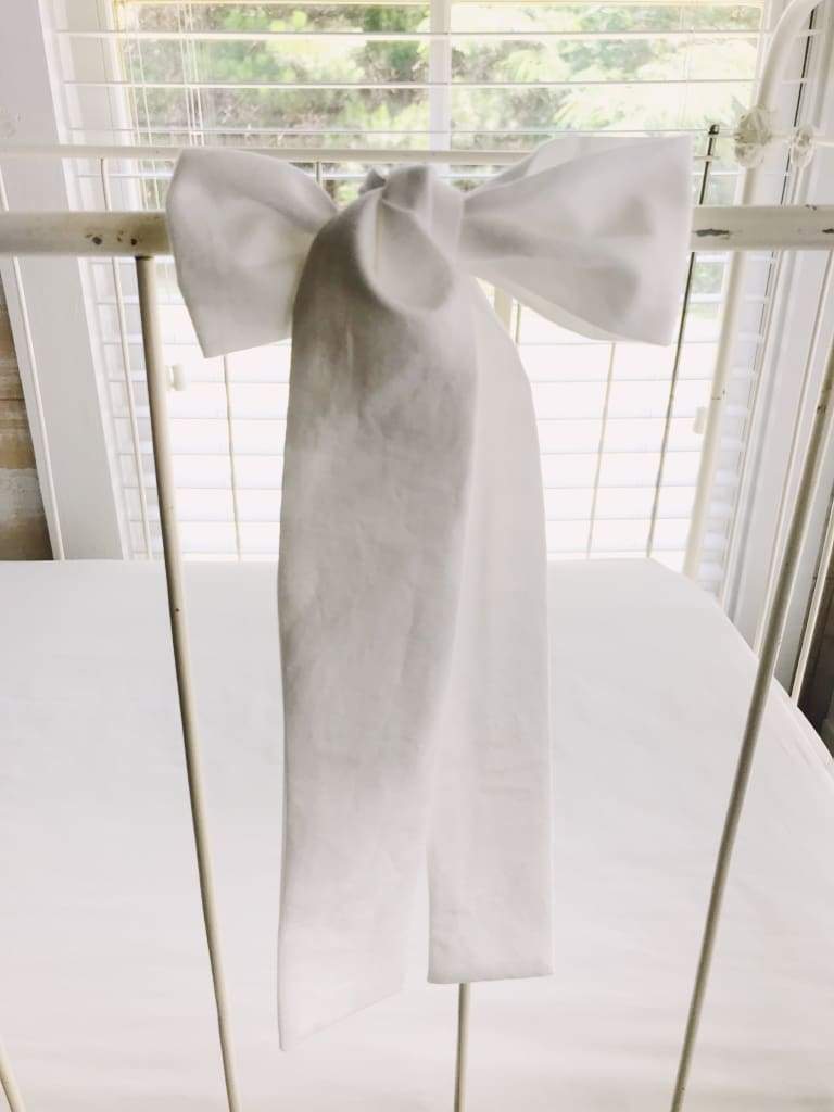 White Small Crib Bow handmade heirloom nursery - High Cotton Textile