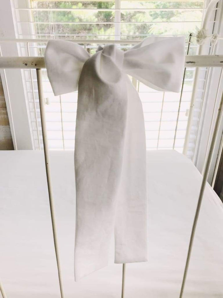 White Small Crib Bow handmade heirloom nursery - High Cotton Textile
