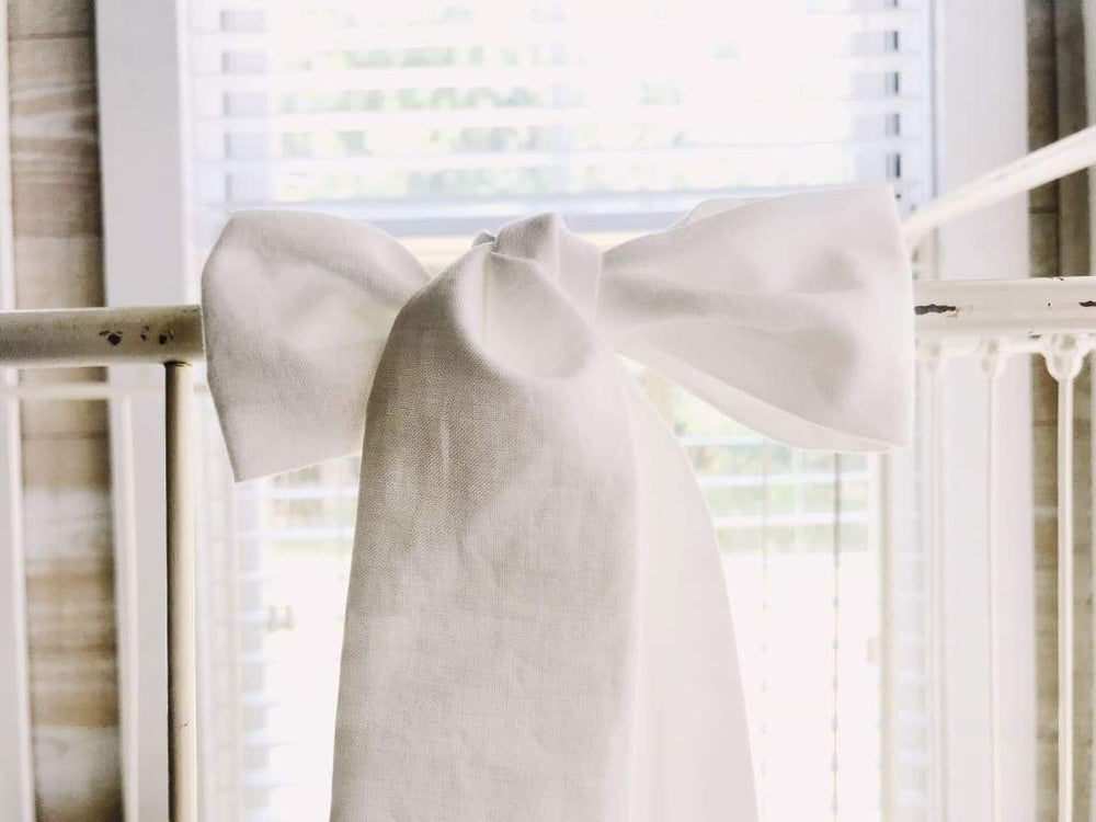 White Small Crib Bow handmade heirloom nursery - High Cotton Textile