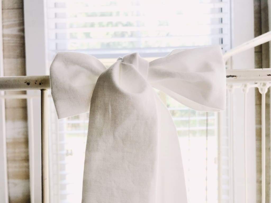 White Small Crib Bow handmade heirloom nursery - High Cotton Textile