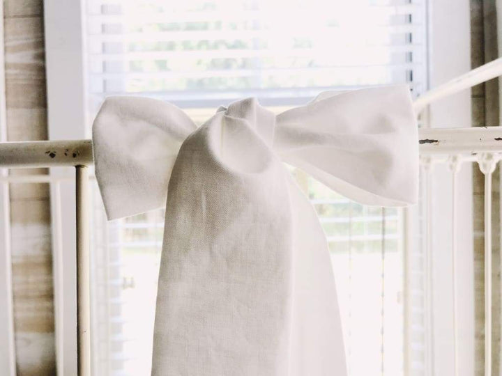 White Small Crib Bow handmade heirloom nursery - High Cotton Textile
