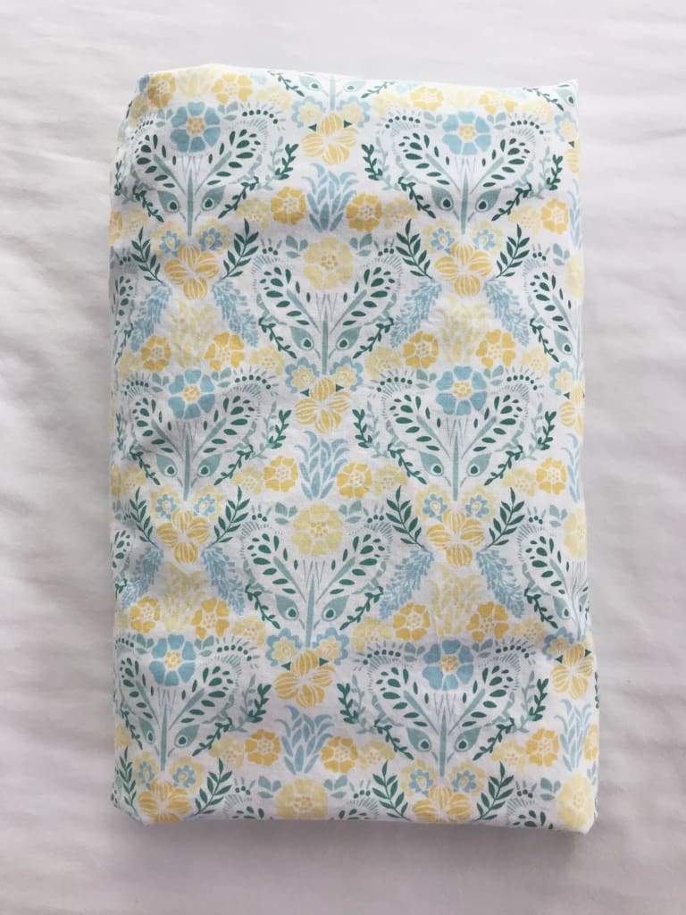Yellow Floral Fitted Crib Sheet handmade heirloom nursery - High Cotton Textile