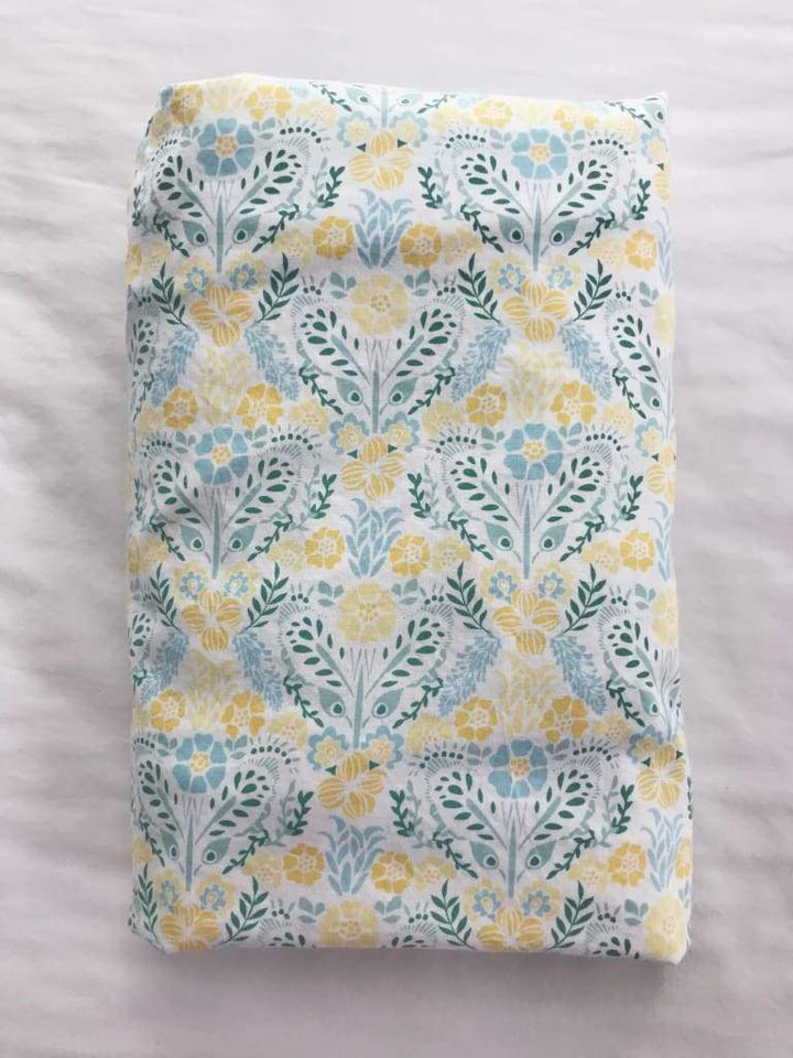 Yellow Floral Fitted Crib Sheet handmade heirloom nursery - High Cotton Textile