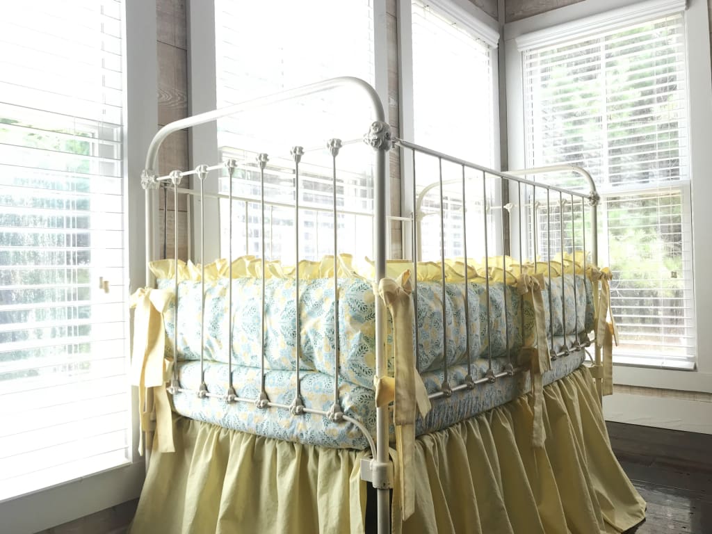 Yellow Floral | Ruffled Crib Liners