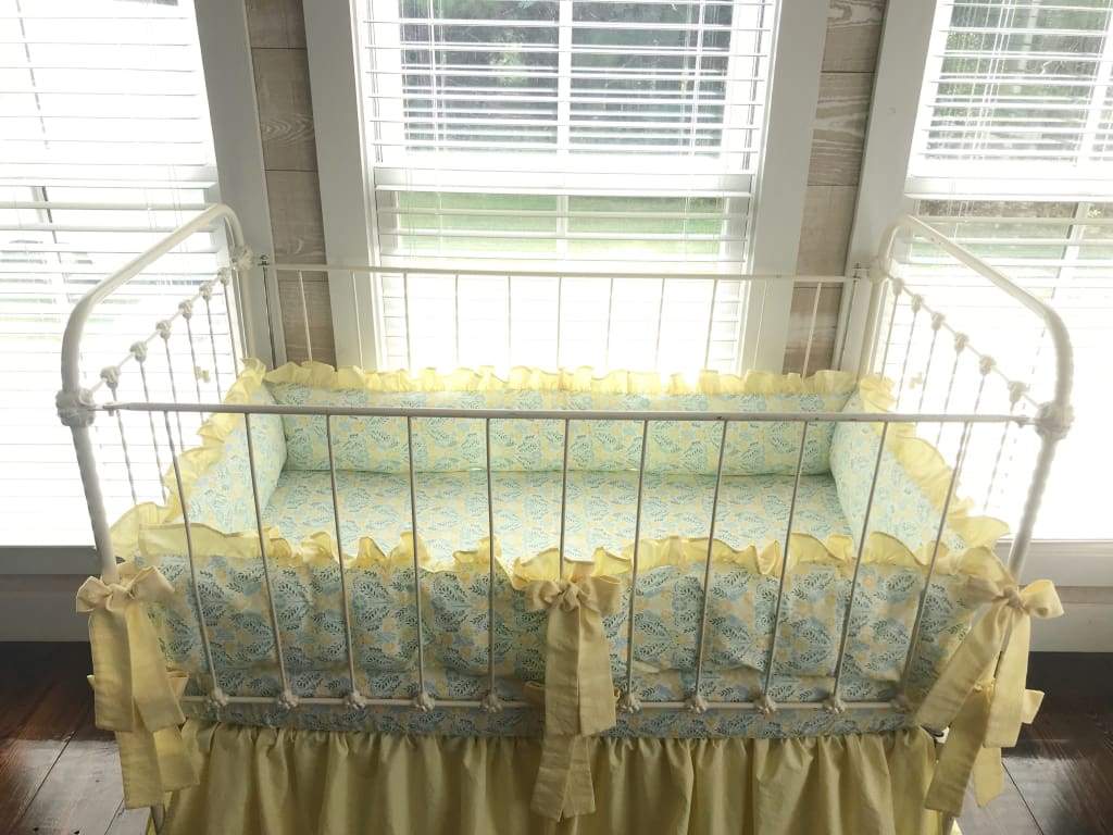 Yellow Floral | Ruffled Crib Liners