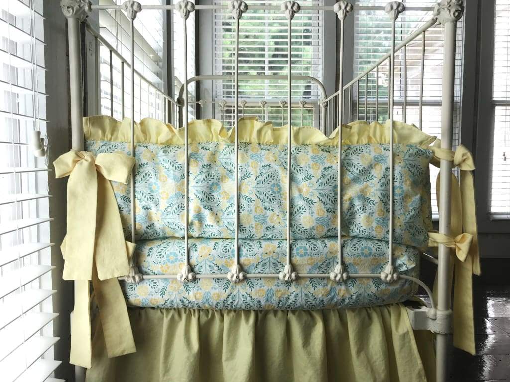 Yellow Floral | Ruffled Crib Liners