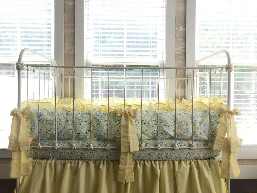 Yellow Floral | Ruffled Crib Liners