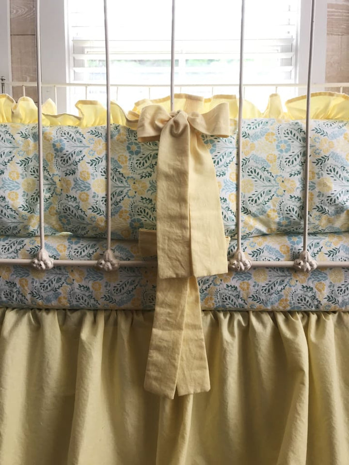 Yellow Floral | Ruffled Crib Liners