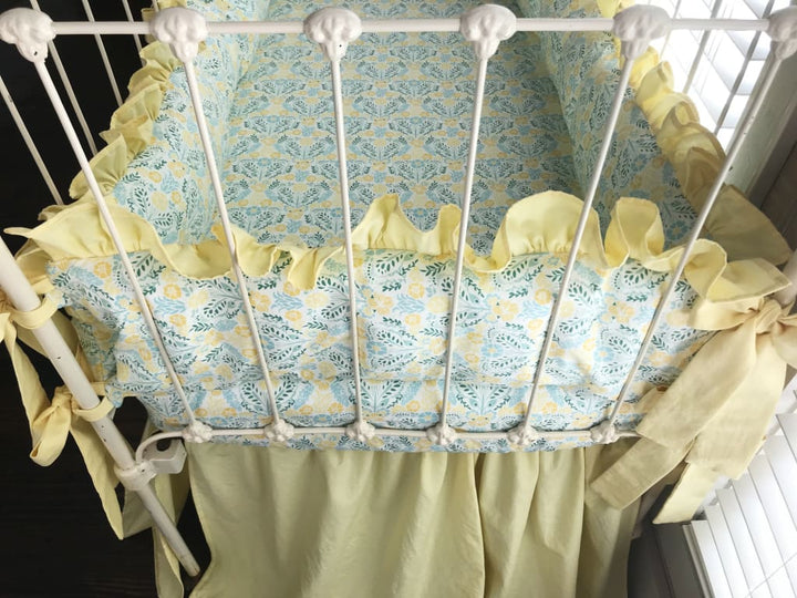 Yellow Floral | Ruffled Crib Liners