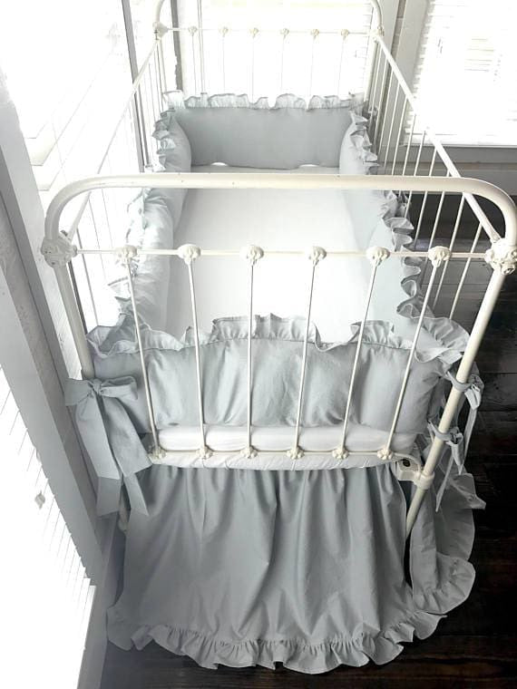 Zen Grey | Ruffled Crib Bedding Set